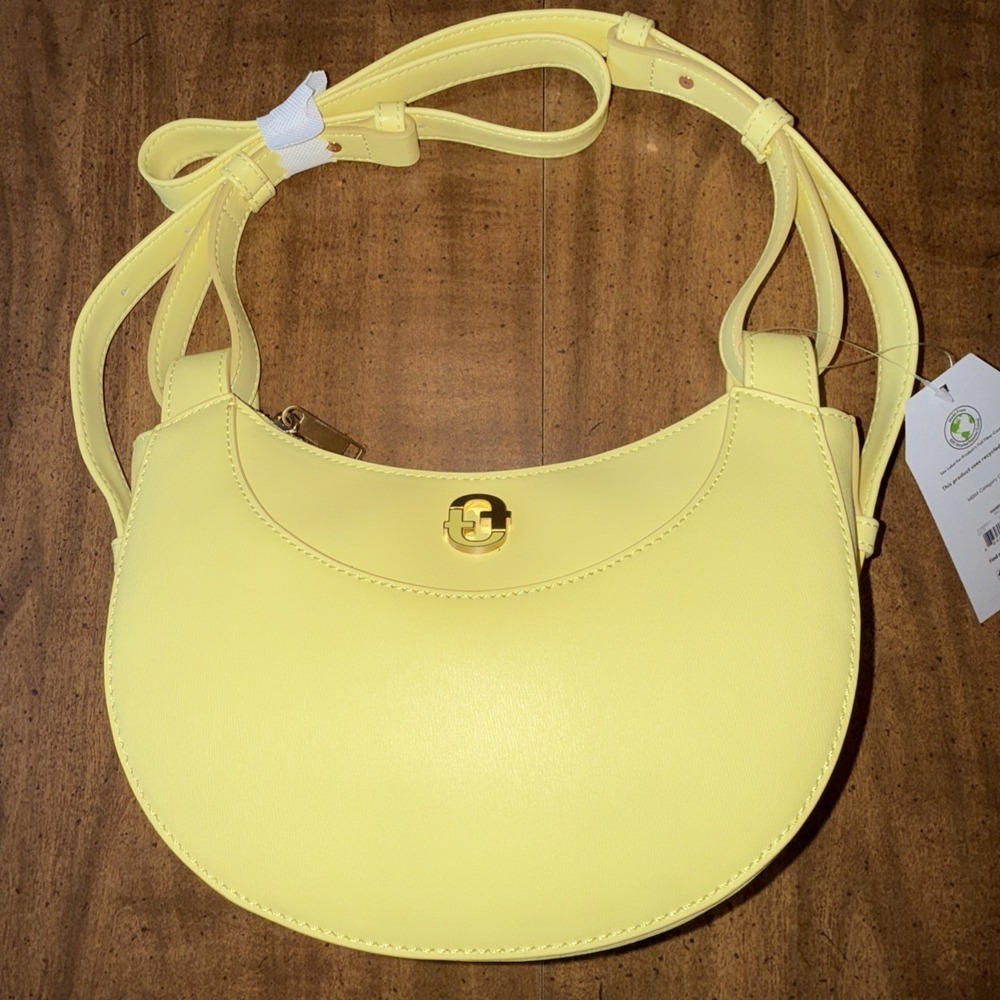 Time and Tru Women's Olivia Crossbody, Bright Yellow Saddle Purse Bag Womens NWT